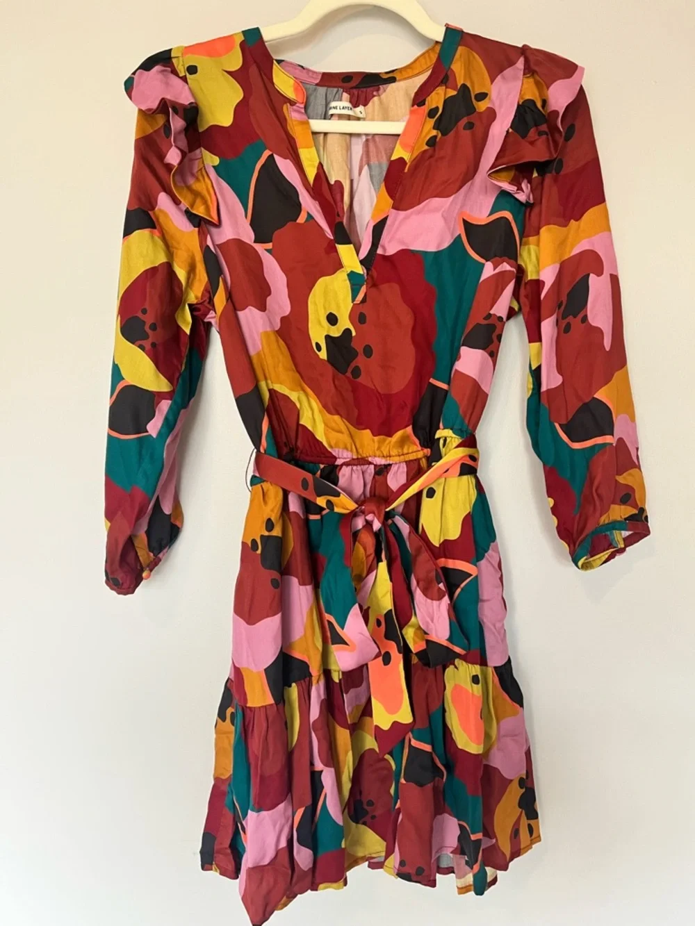 Marine Layer Elise Mini Dress Exploded Floral Belted Pockets Size S - Picture 3 of 10